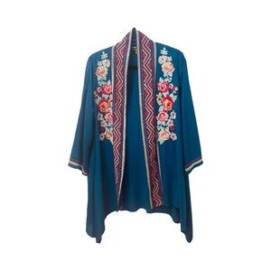 Andree by Unit Embroidered Teal Cardigan​​ Size Large​​